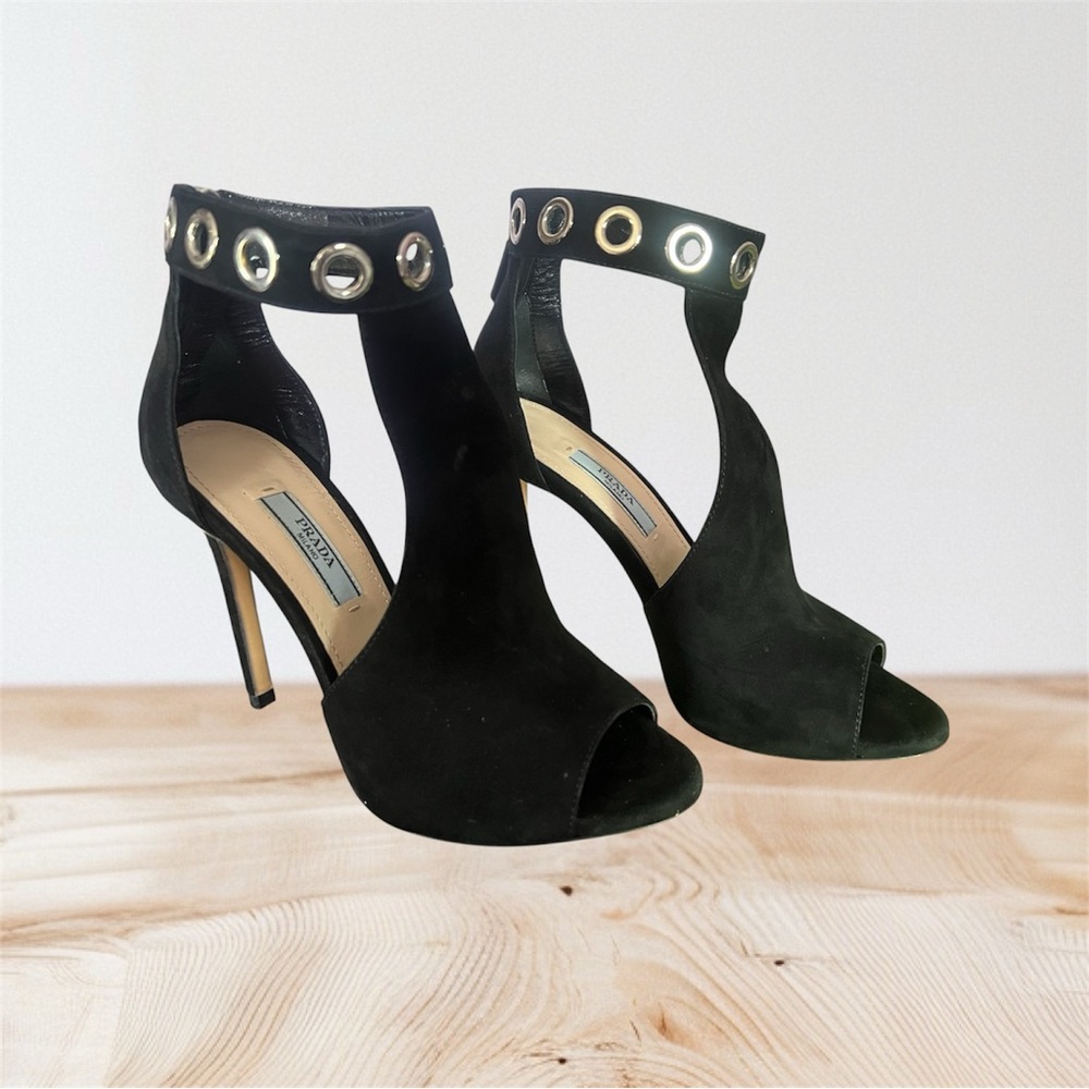 Prada Black Peep-Toe Heels